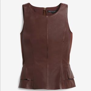 WHBM Peplum Leather Bodice Top EUC